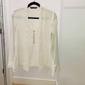 Zara Off-white shirt with zipper and wide bottom